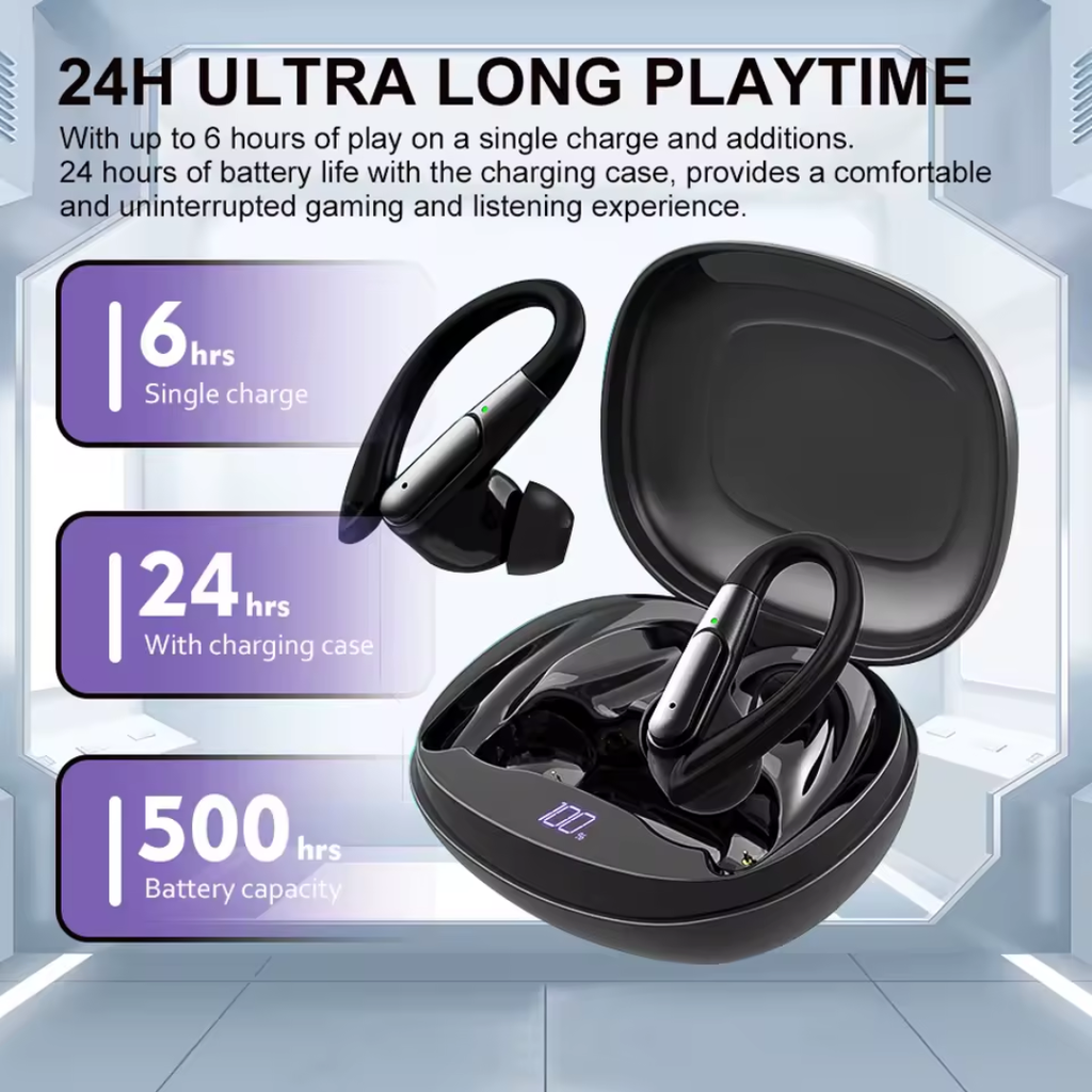 Auriculares Bluetooth HD con Gancho Desmontable - Impermeables